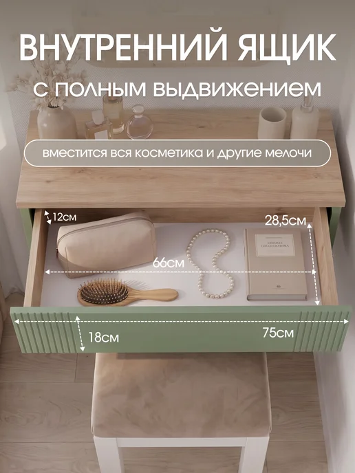 СВК Косметический столик навесной, зеленый, фото 3