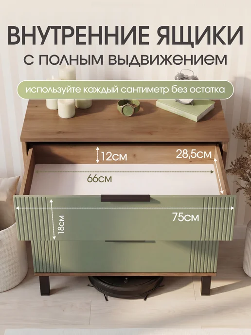 СВК Комод для вещей с ящиками, зеленый, фото 3