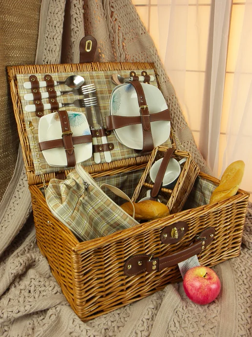 Holiday Basket Набор для пикника с термосумкой 14 предметов SET 20, коричневый, фото 2