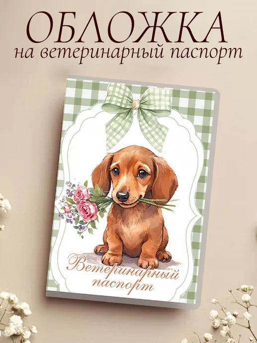 Ушастый друг Обложка на ветеринарный паспорт, зеленый