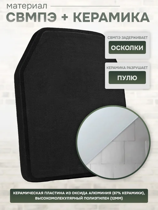 STRYX ONE Бронеплита для бронежилета военного, класс защиты БР5, черный, фото 2