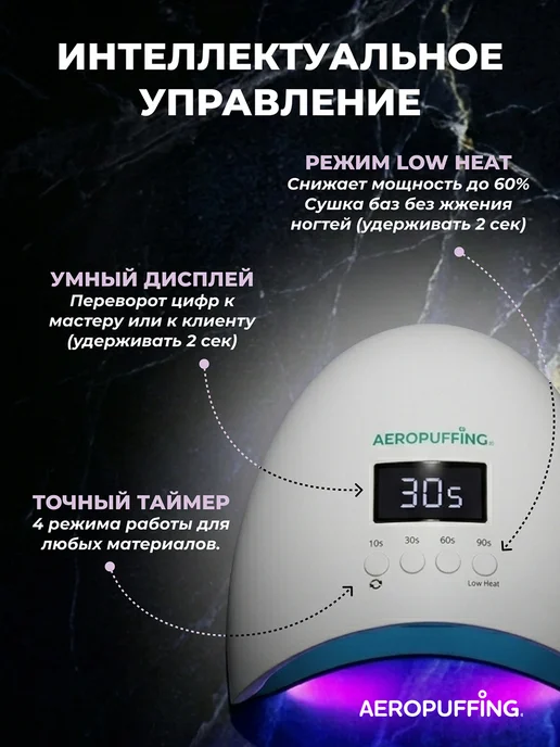 Aeropuffing Лампа для маникюра и педикюра профессиональная X50 54Вт, 54 Вт, фото 3