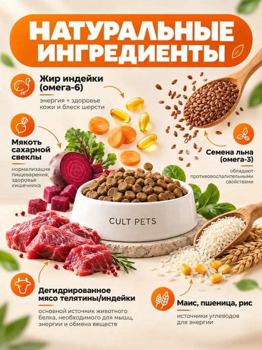 Сухой корм Культ Пэтс Ассорти для собак, мясо, 3 кг, фото 6