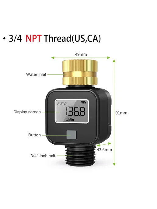 Juanjuan Расходомер воды 3 4" NPT, US Brass T, вариант