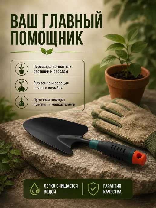 Мария 1 Лопатка посадочная ручная для сада и огорода, черный, фото 5