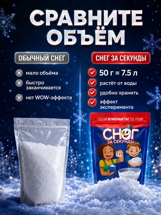 Снег искусственный декоративный для новогоднего декора 50 г, 50 г, фото 8