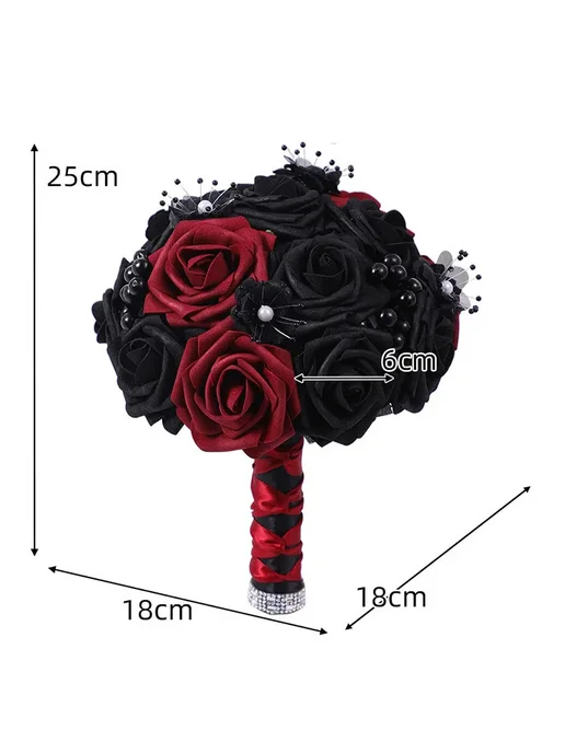 Yannew Искусственный букет невесты Black Red 25см, черный
