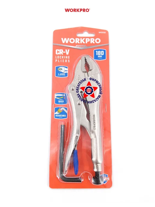 WORKPRO Клещи зажимные с прямыми губками 180 мм WP231159, вариант, фото 4