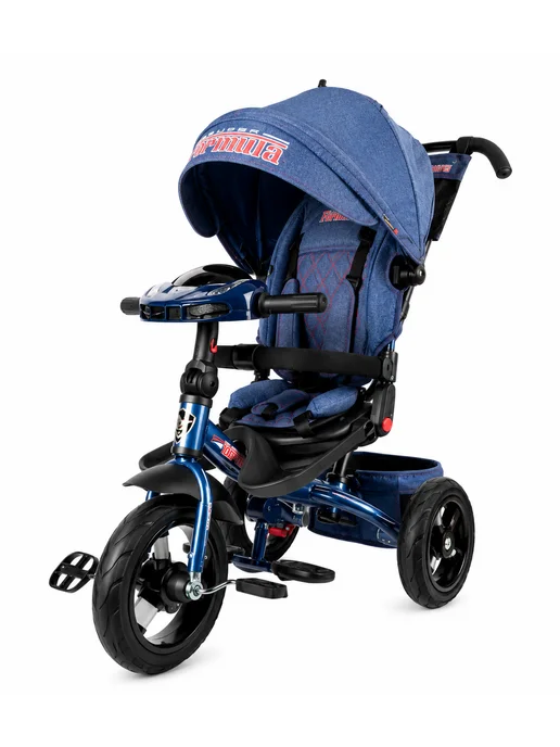 SUPER FORMULA Детский велосипед трехколесный с ручкой Trike, синий, фото 3