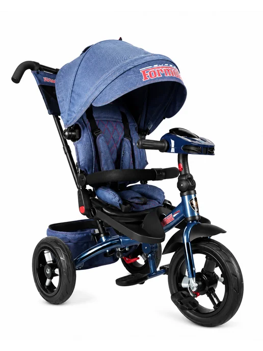 SUPER FORMULA Детский велосипед трехколесный с ручкой Trike, синий, фото 4