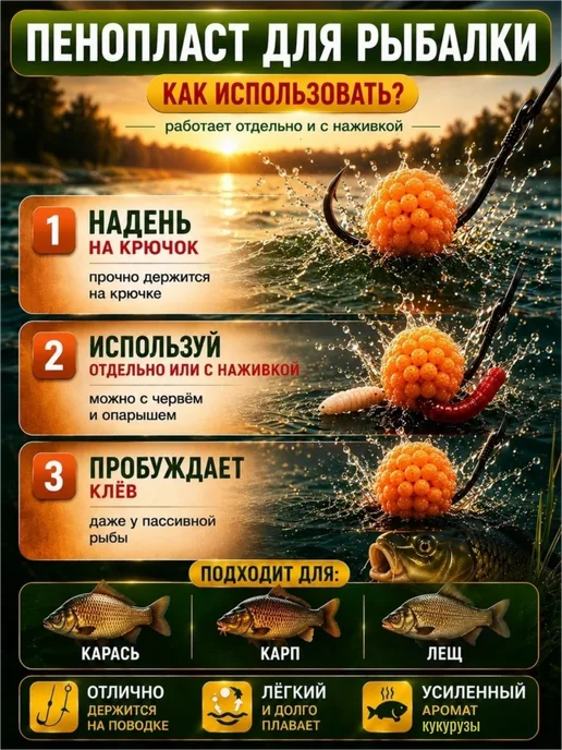 Пенопласт для рыбалки со вкусом Конопля мини, вариант, фото 2