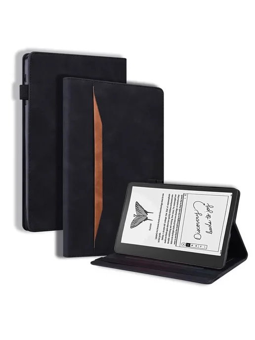 Нет бренда Черный чехол для Kindle Scribe 10.2 из искусственной кожи, черный