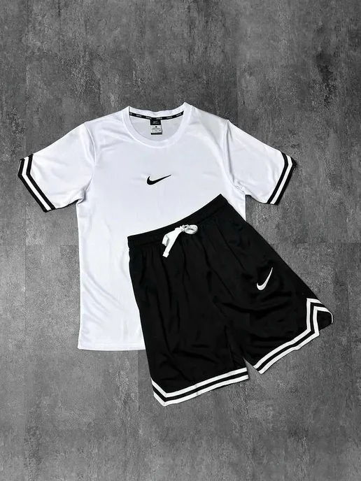 Nike Летний спортивный костюм Найк футболка с шортами, черный