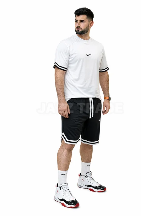 Nike Летний спортивный костюм Найк футболка с шортами, черный, фото 4