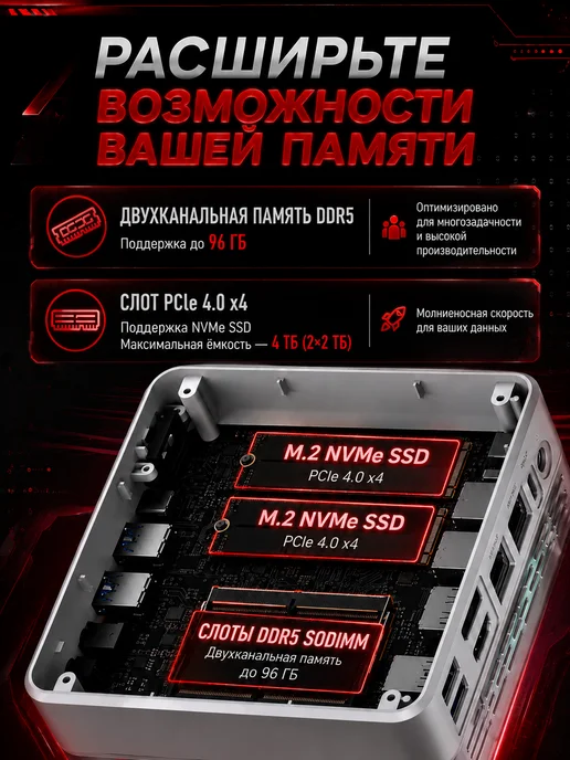 Мини-ПК Firebat AMD Ryzen 7 H 255, 16 256 ГБ, 256 ГБ, фото 7