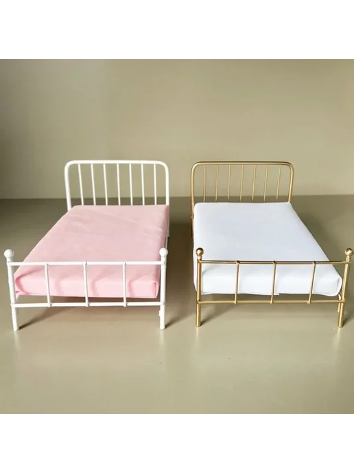 Нет бренда Мини-кровать для кукольного домика Golden Home White, белый, фото 4