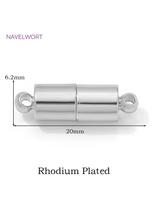 NAVELWORT Магнитная застежка 20x6.2 мм, Rhodium Plated, 4 шт, 20x6.2 мм, 4 шт