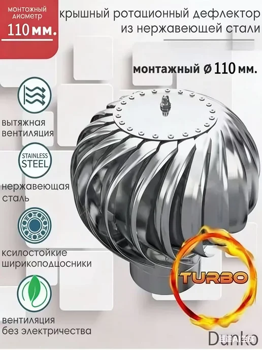 Дефлектор 110 мм для вентиляции, турбо-дефлектор нержавеющая, вариант