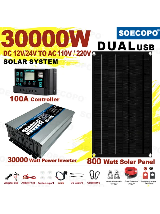 Солнечная Электростанция 30000W Комплект 800W Панель, 30000 Вт, 800 Вт, фото 2