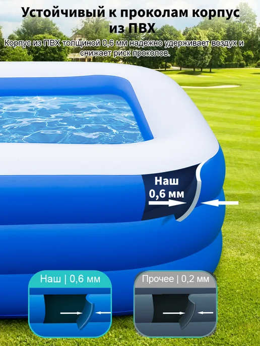 Бассейн надувной для всей семьи 350х172х52 см, с насосом, 172x52 см, фото 8