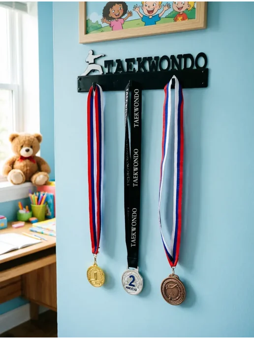 Медальница TAEKWONDO, черный, фото 2