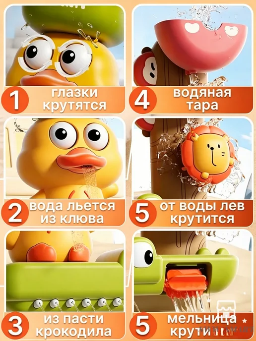 Игрушка для ванны Утёнок с вращающимися глазами, желтый, фото 3
