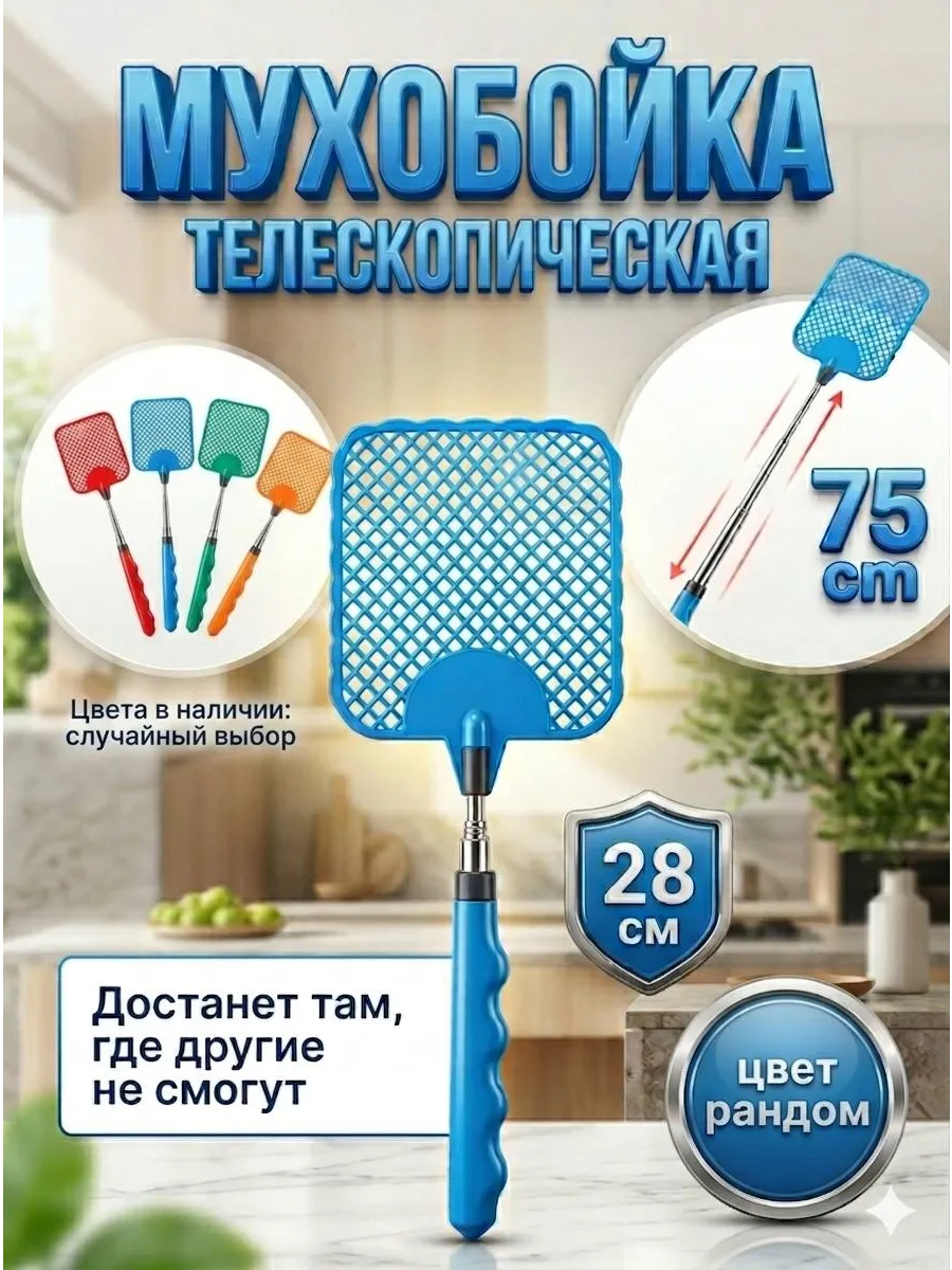 Мухобойка ручная пластиковая механическая хлопушка мух