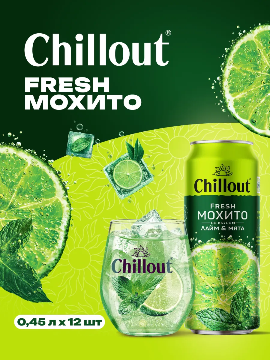 Лимонад "Fresh Mojito" газированный 0,45 л х 12 шт