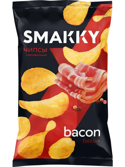Чипсы картофельные SMAKKY со вкусом бекона, 180г, 180 г