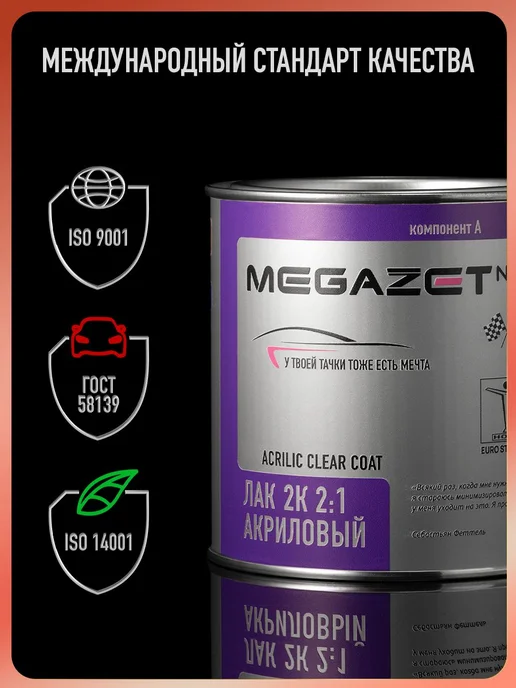MEGAZET NANO Лак акриловый 2К HS, 2 Комплекта, 2,55 л, фото 3