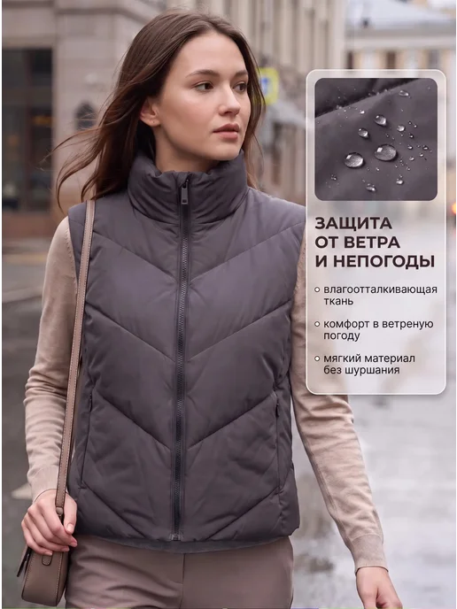 YOUONE Жилетка утепленная, серый, фото 2
