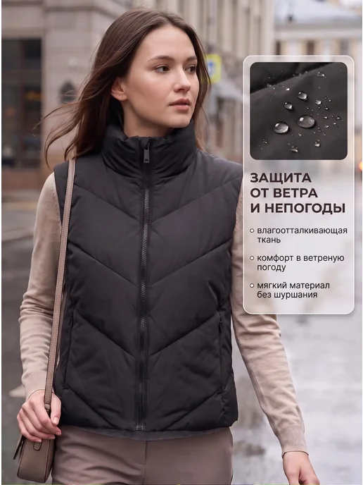 YOUONE Жилетка утепленная, черный, фото 2