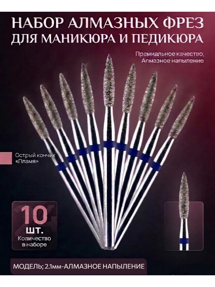 Фрезы для маникюра пламя синяя