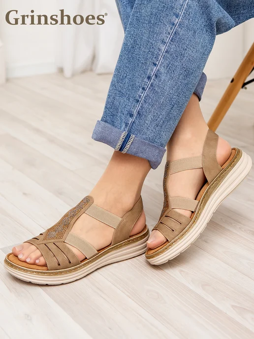 Grinshoes Босоножки женские летние, бежевый, фото 3