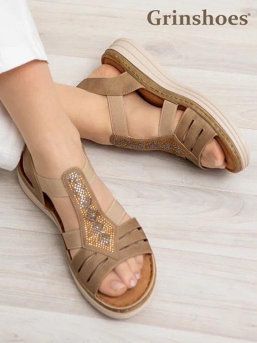 Grinshoes Босоножки женские летние, бежевый, фото 6