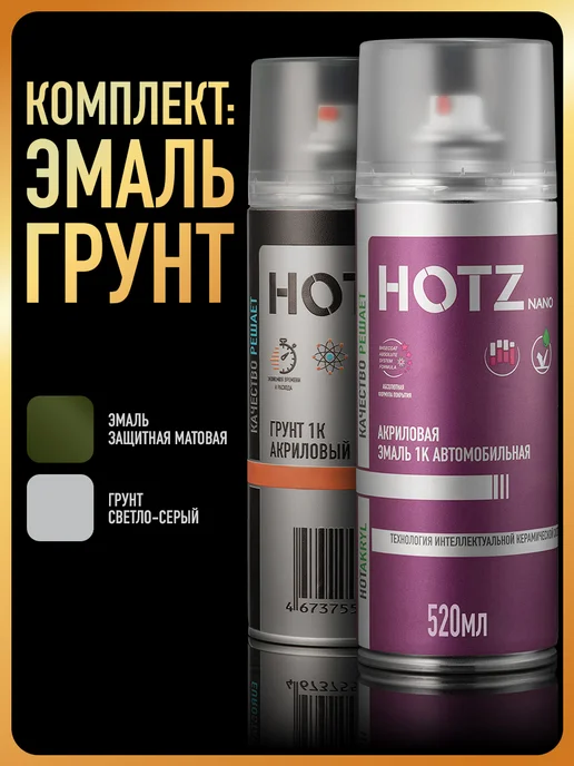 HOTZ Акриловая краска 1К Белая матовая, 520 мл + Грунтовка 1К, 520 мл
