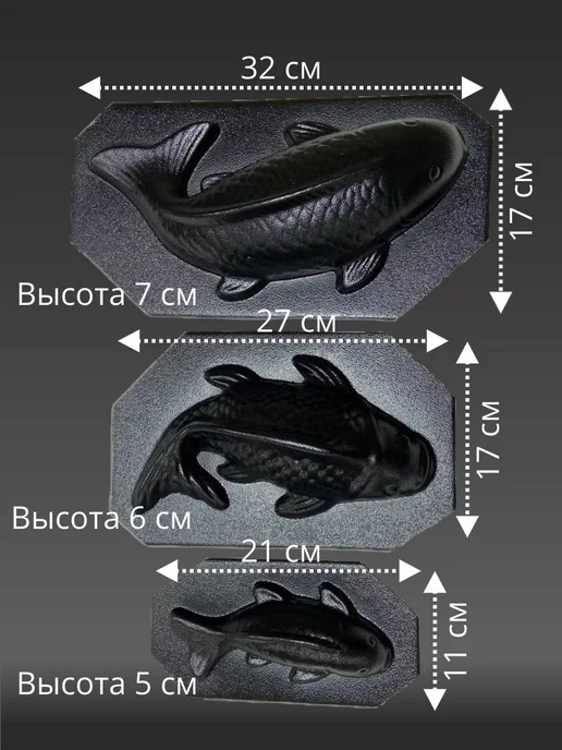 Форма из ABS пластика для заливки бетона и гипса Рыбки, вариант, фото 2
