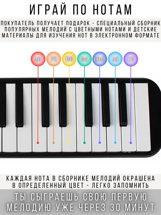 Мелодика Духовой музыкальный инструмент профессиональный, черный, фото 3
