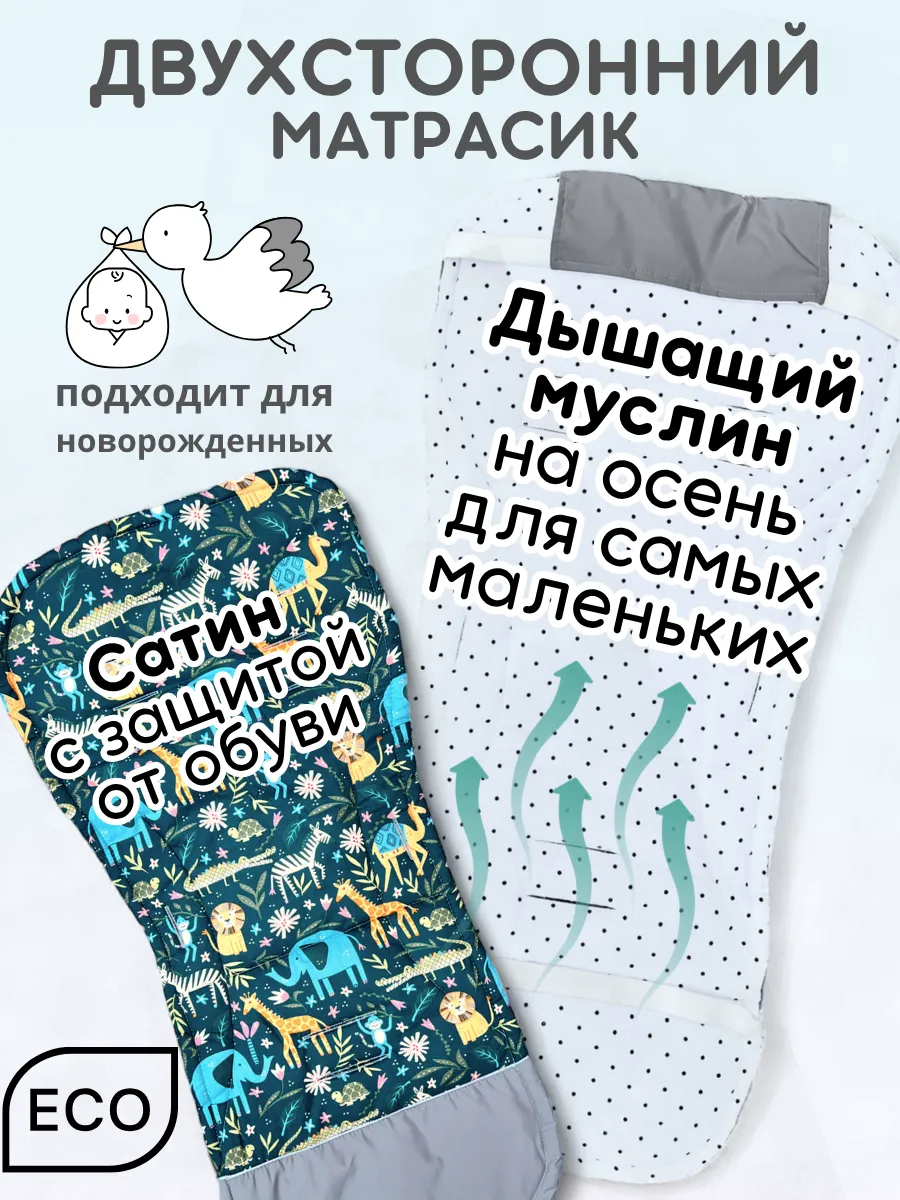 Матрас в коляску двухсторонний детский из муслина