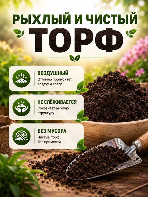Сам себе Агроном Торф верховой нейтральный 50 л, 50 л, фото 3