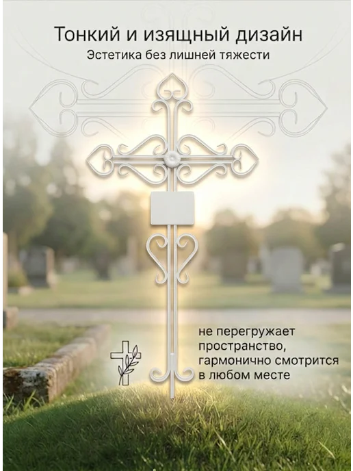 Райский мир Крест на могилу, белый, фото 6