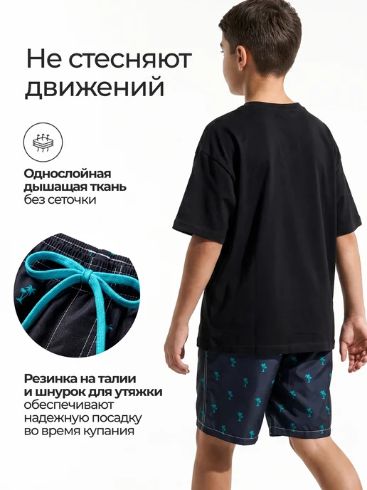Perfect minutiae Плавательные шорты для мальчика, пляжные бордшорты, синий, фото 2