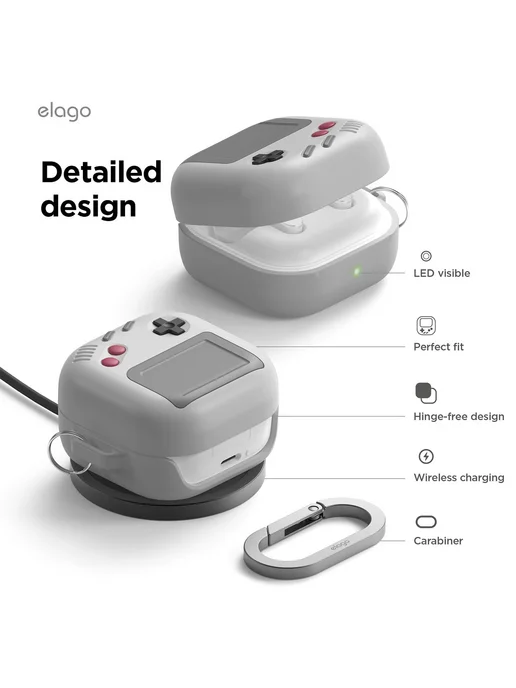 Elago Чехол для Galaxy Buds 4 4 Pro, Unique AW5 Game console, серый, фото 2