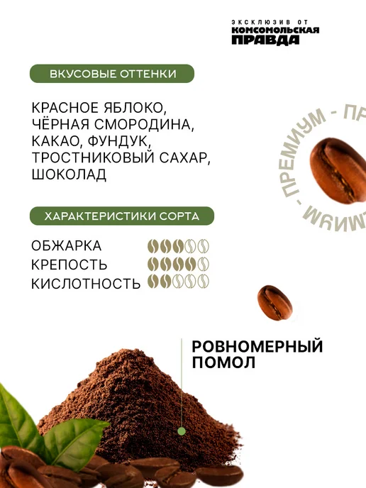 Комсомольская правда Кофе молотый 250г Арабика 60% Робуста 40%, 250 г, фото 3