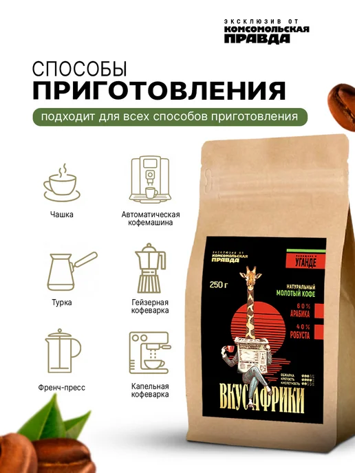 Комсомольская правда Кофе молотый 250г Арабика 60% Робуста 40%, 250 г, фото 4