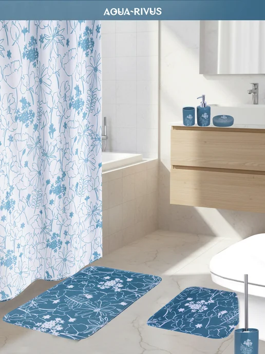 AQUA-RIVUS Набор аксессуаров для ванной комнаты Вуаль, 3 пр, доломит, голубой, фото 7