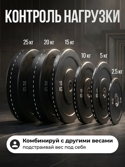 Диск бамперный для штанги обрезиненный 2,5 кг, 2,5 кг, фото 7