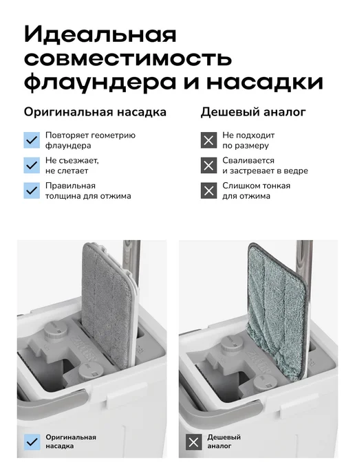 ZETTER Насадка универсальная из микрофибры для швабры S 2.0, серый, фото 3