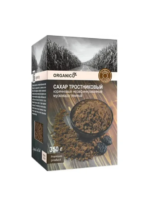 ORGANICO ТМ Сахар тростниковый Мусковадо темный, 350 г, 2 уп, 350 г, в упаковке 1,1 кг, фото 2
