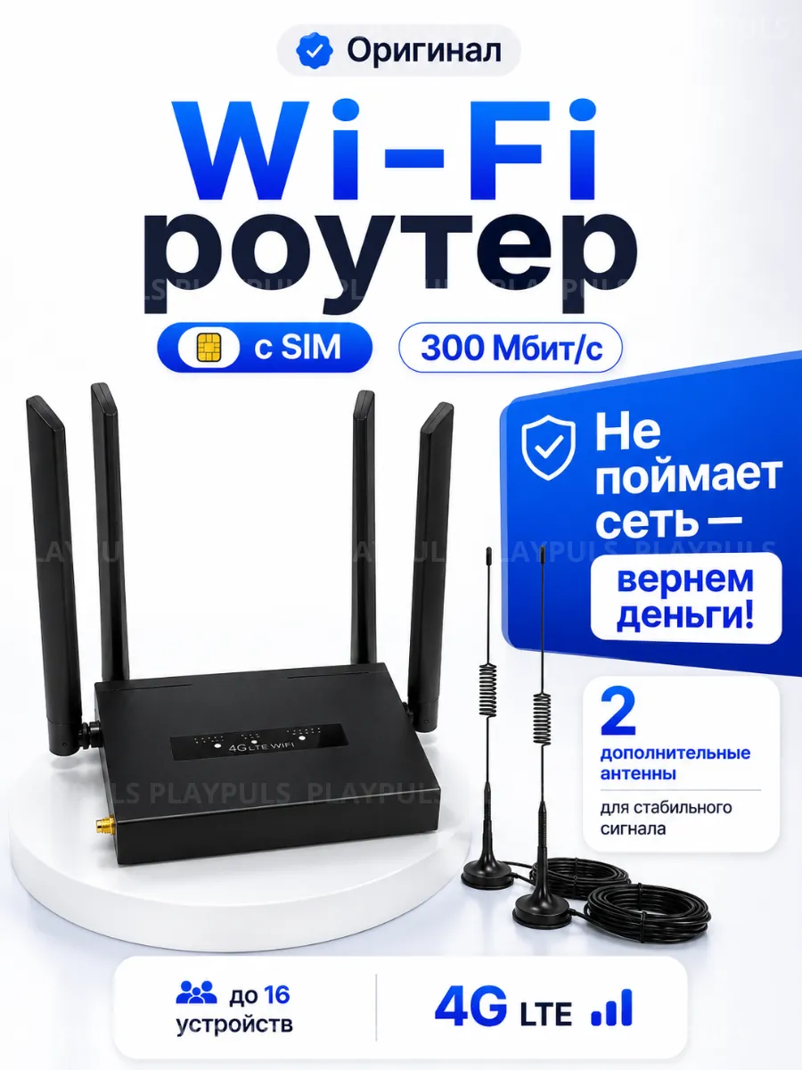 Роутер Wi-Fi с сим картой 4G с выносными антеннами